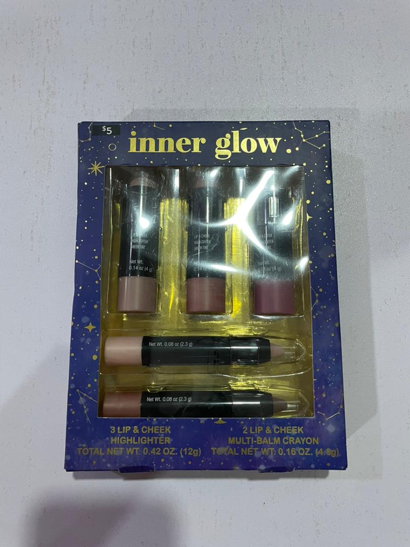 Inner Glow Lip & Face Set (3 Lip & Cheek Highlighter)