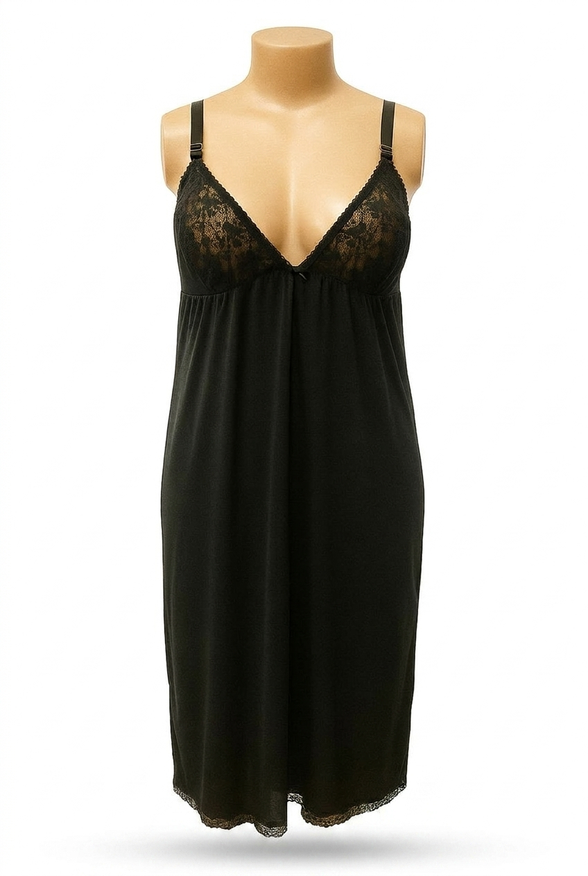British Lingerie Long Camisole (Black) Size 12-14, 16-18, 20-22, 24-26